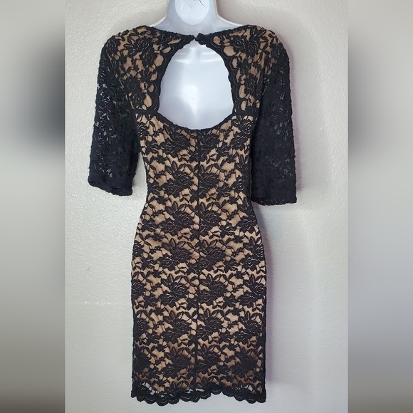 DKNY Black Floral Lace Mini Dress - Picture 2 of 8